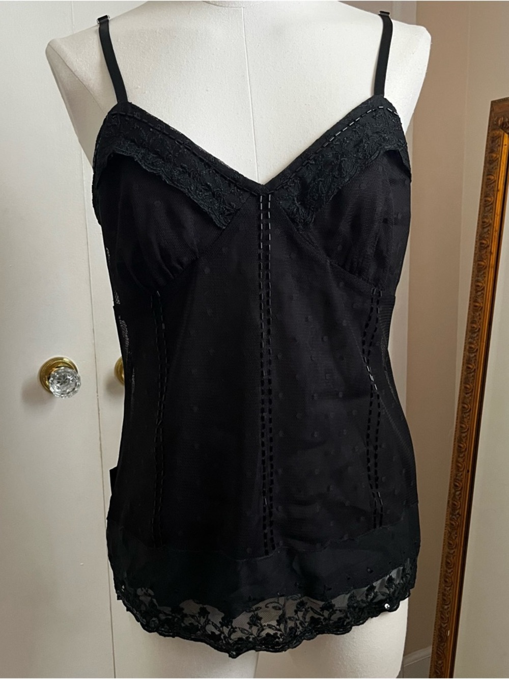Dkny jeans lace beaded tank